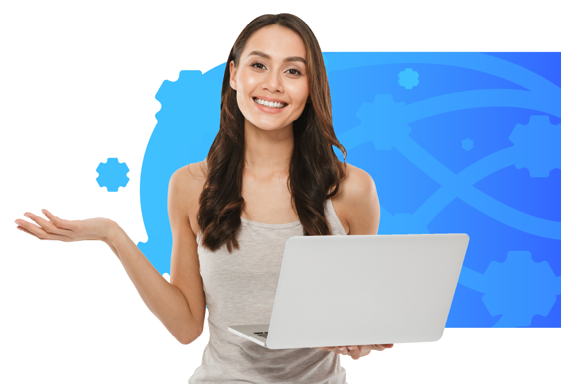 Student holding a laptop